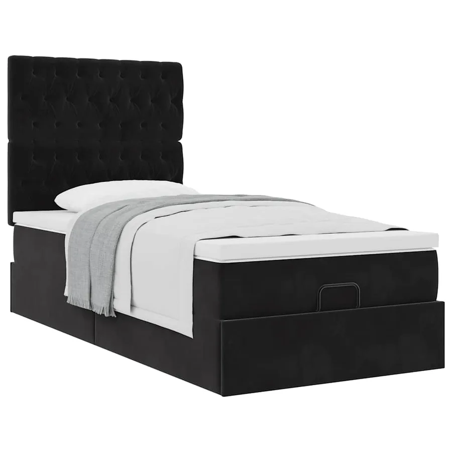 Cadre de lit ottoman avec matelas noir 80x200 cm velours - 5