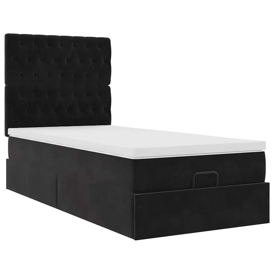 Cadre de lit ottoman avec matelas noir 80x200 cm velours - 6