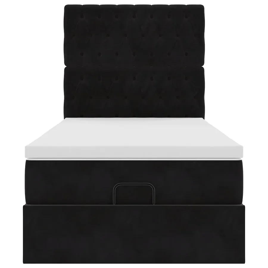Cadre de lit ottoman avec matelas noir 80x200 cm velours - 7