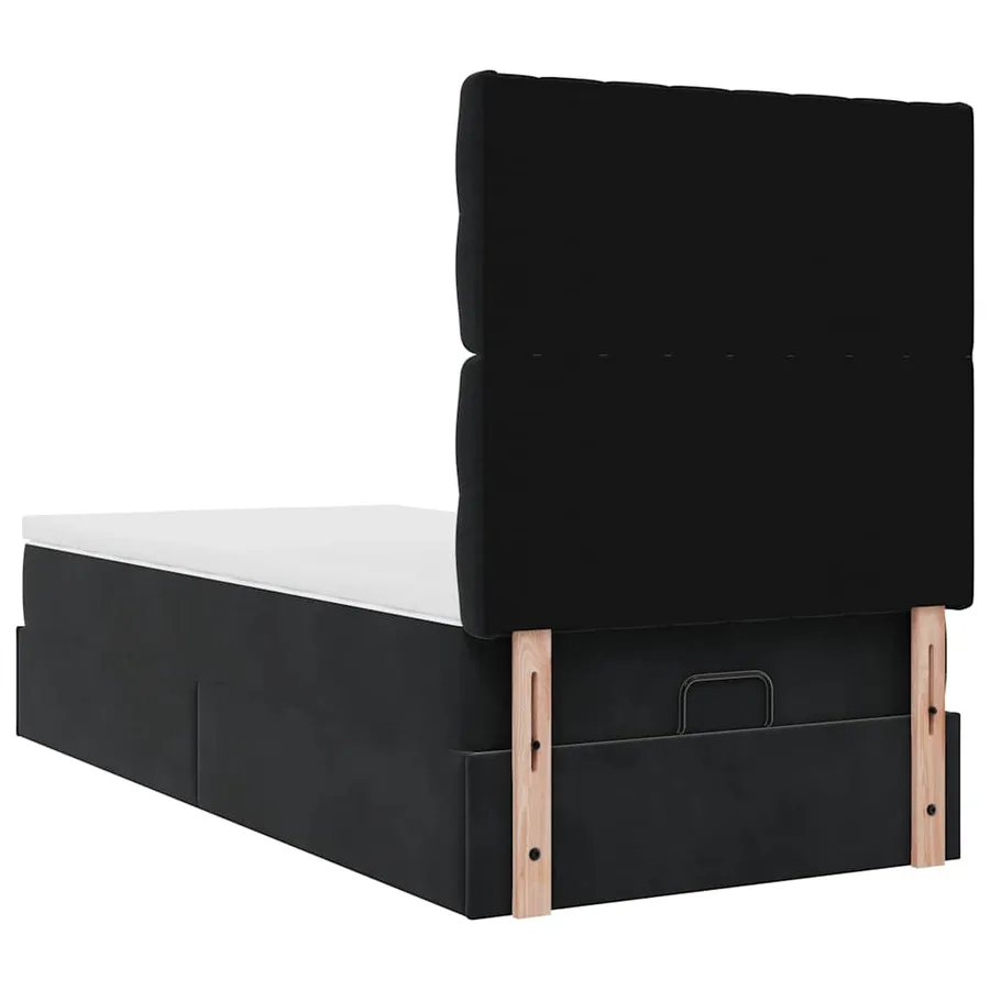Cadre de lit ottoman avec matelas noir 80x200 cm velours - 9
