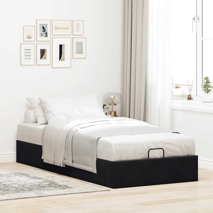 Cadre de lit ottoman sans matelas noir 80x200 cm velours - 3