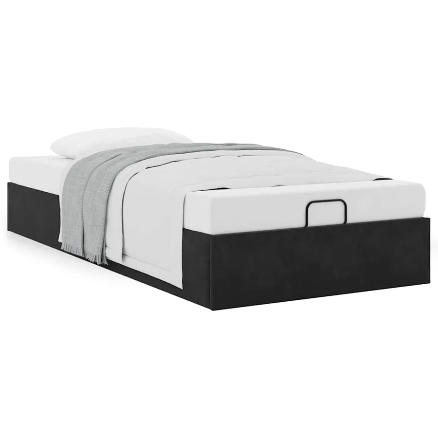 Cadre de lit ottoman sans matelas noir 80x200 cm velours - 4