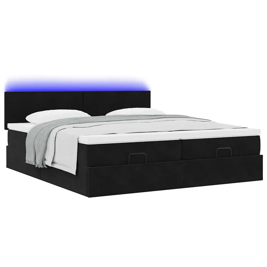 Cadre de lit ottoman avec matelas noir 160x200 cm velours - 6