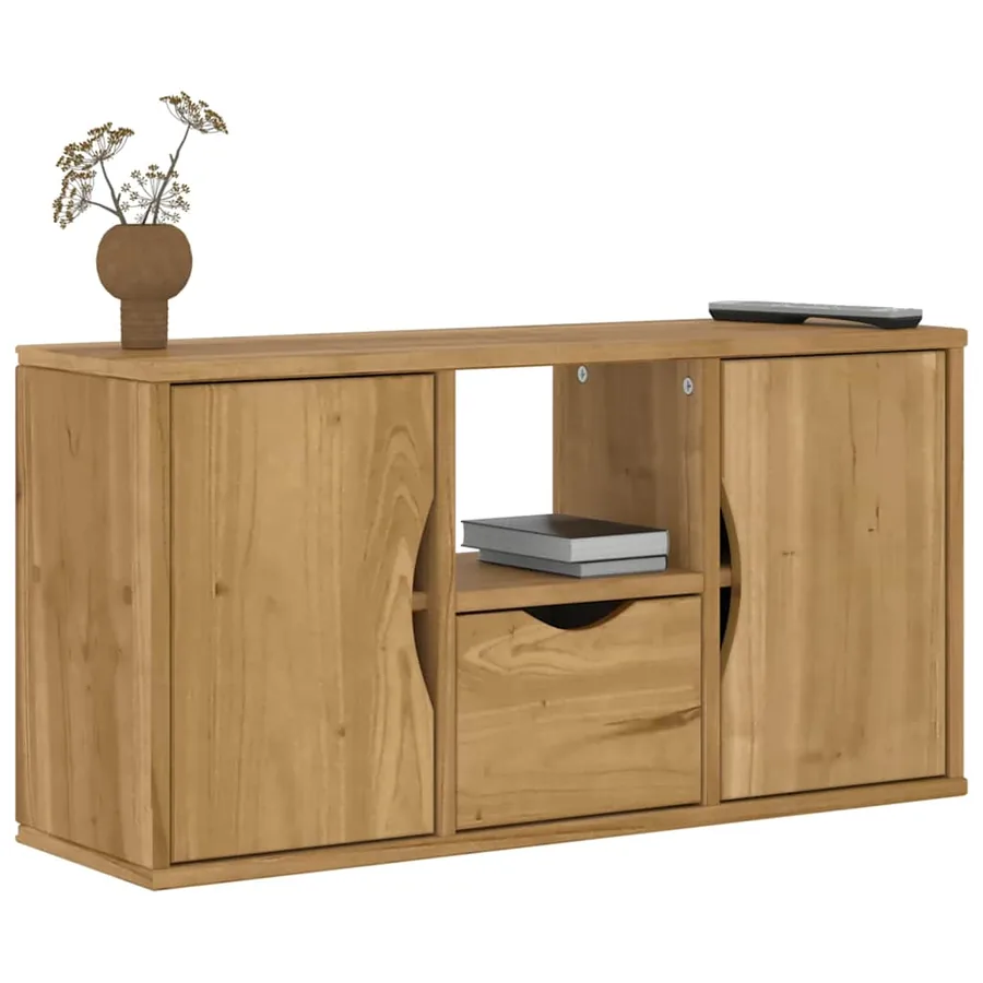 Meuble TV avec tiroir ODDA 79x24x40 cm bois massif pin