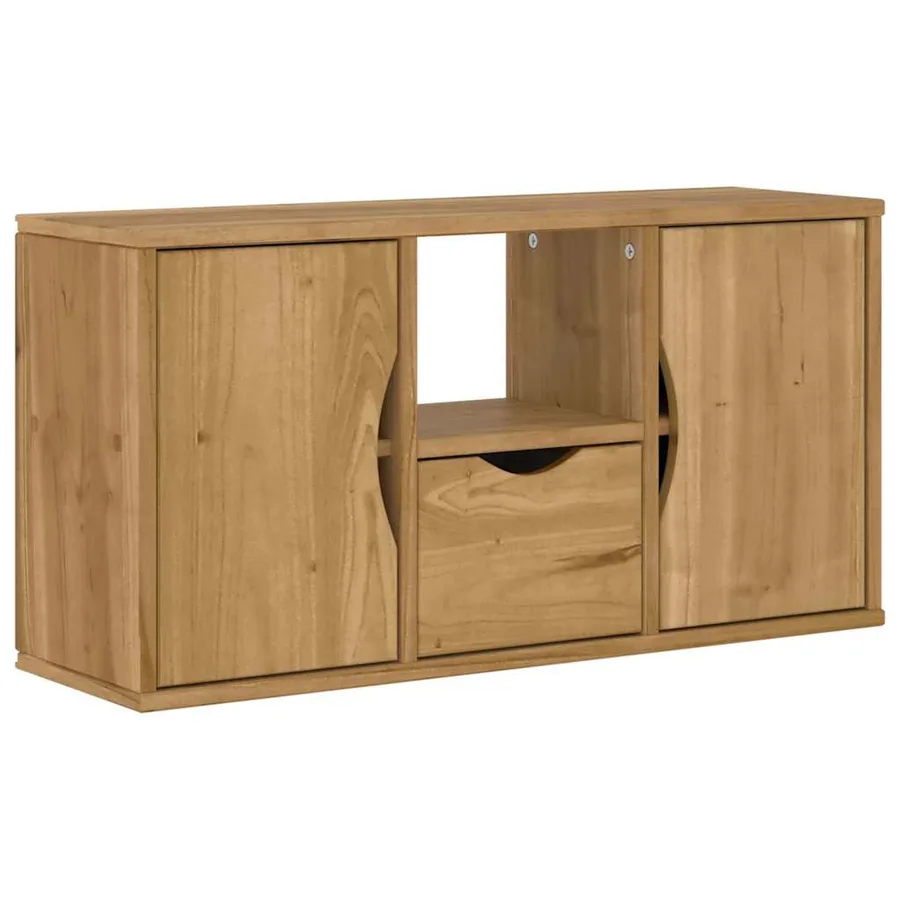 Meuble TV avec tiroir ODDA 79x24x40 cm bois massif pin - 2