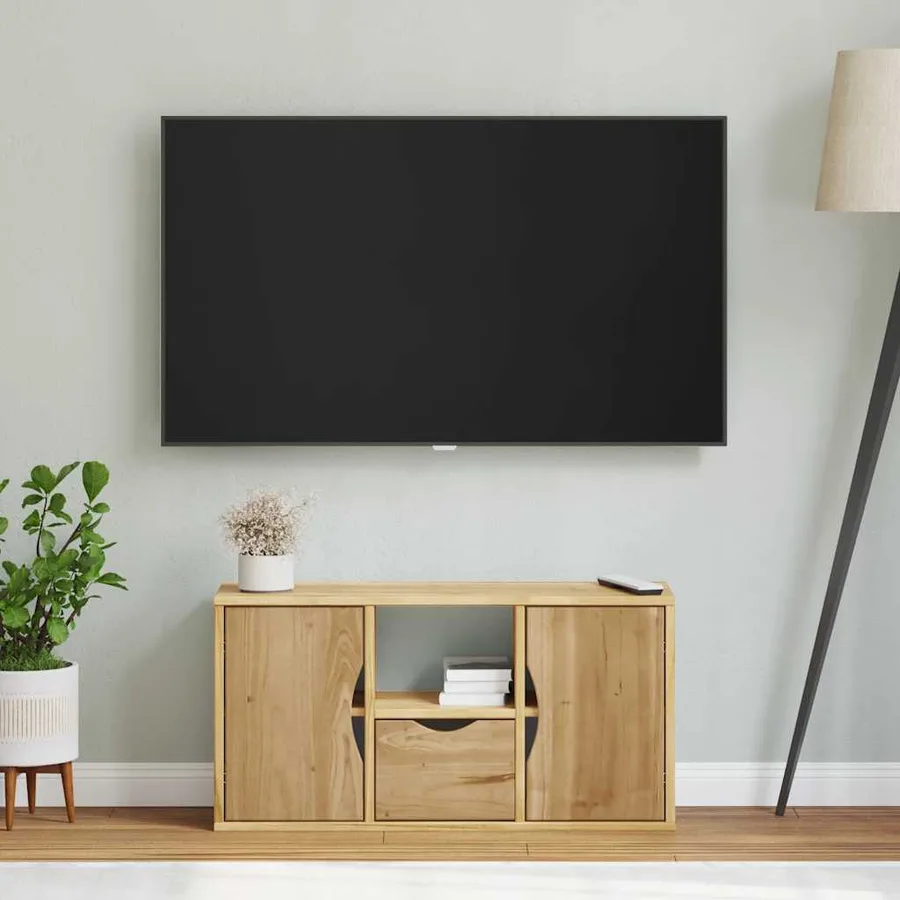Meuble TV avec tiroir ODDA 79x24x40 cm bois massif pin - 4