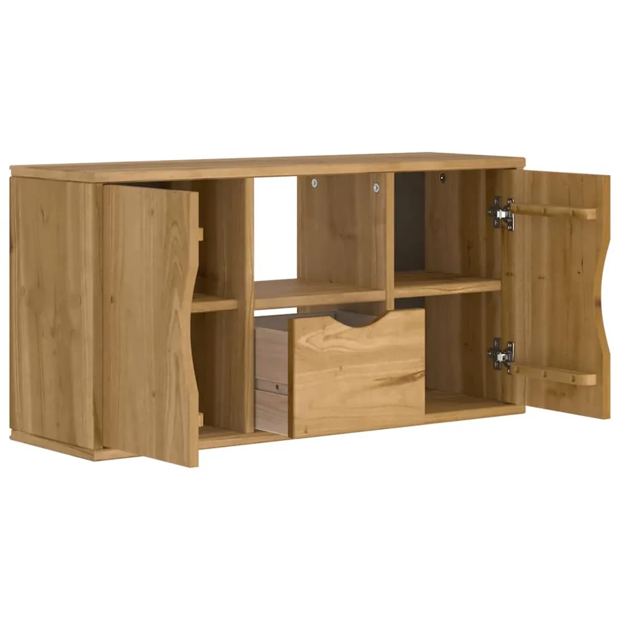 Meuble TV avec tiroir ODDA 79x24x40 cm bois massif pin - 5