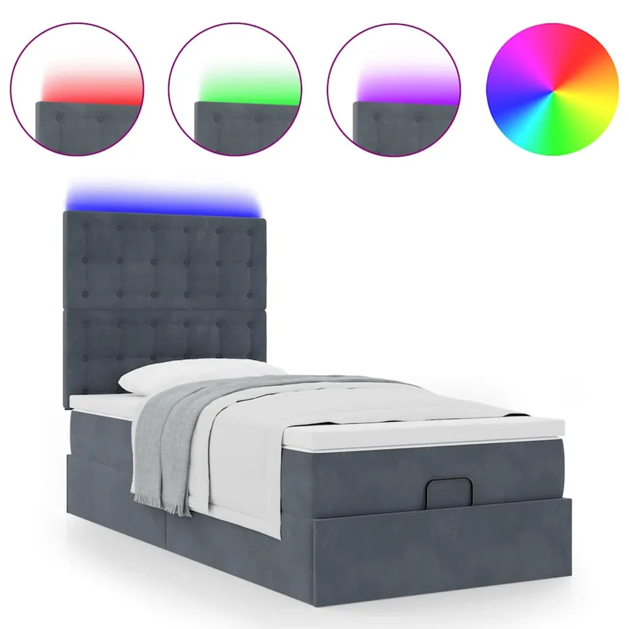 Cadre de lit ottoman avec matelas gris foncé 80x200 cm velours - 5