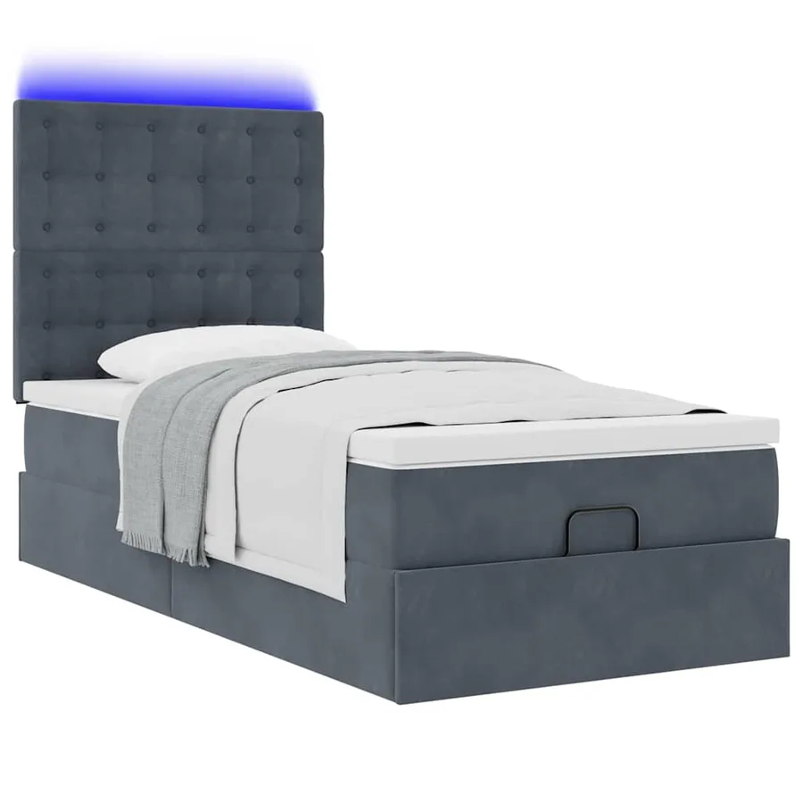 Cadre de lit ottoman avec matelas gris foncé 80x200 cm velours - 6
