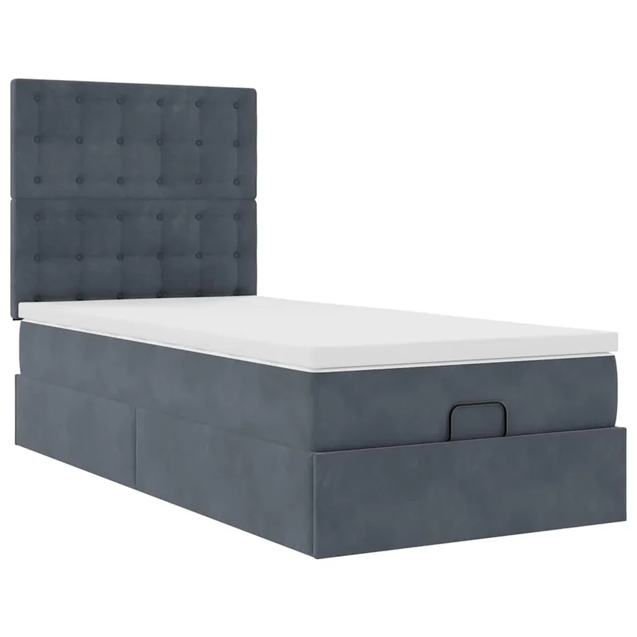 Cadre de lit ottoman avec matelas gris foncé 80x200 cm velours - 7