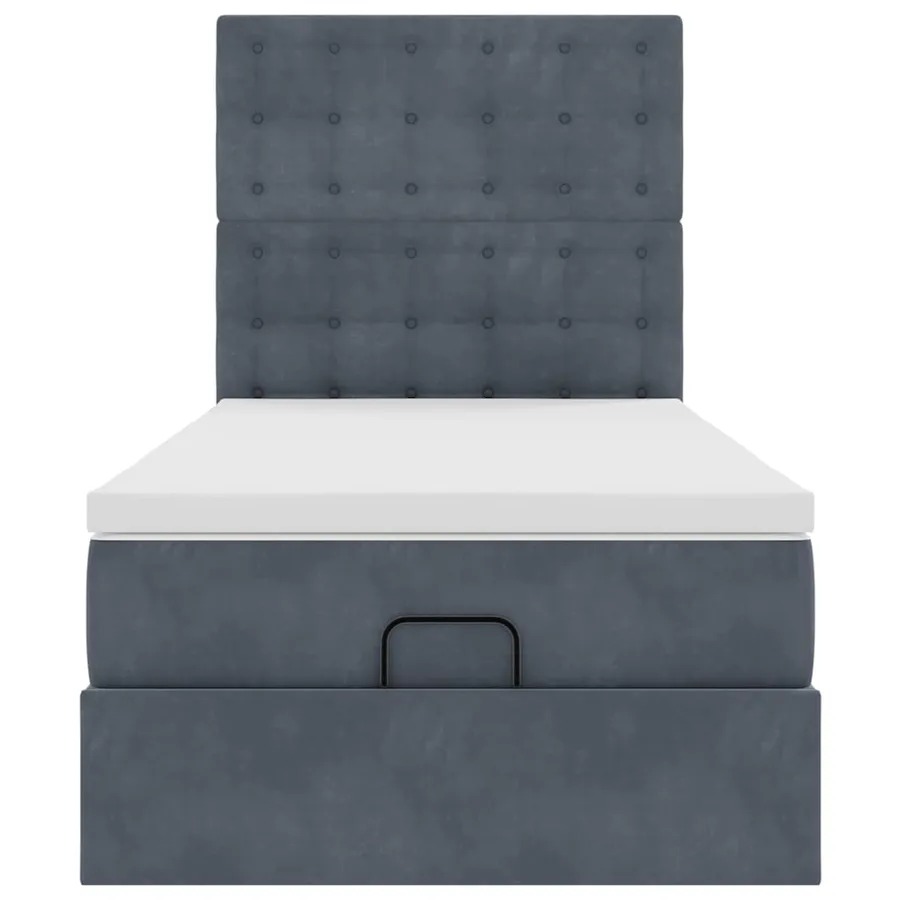 Cadre de lit ottoman avec matelas gris foncé 80x200 cm velours - 8