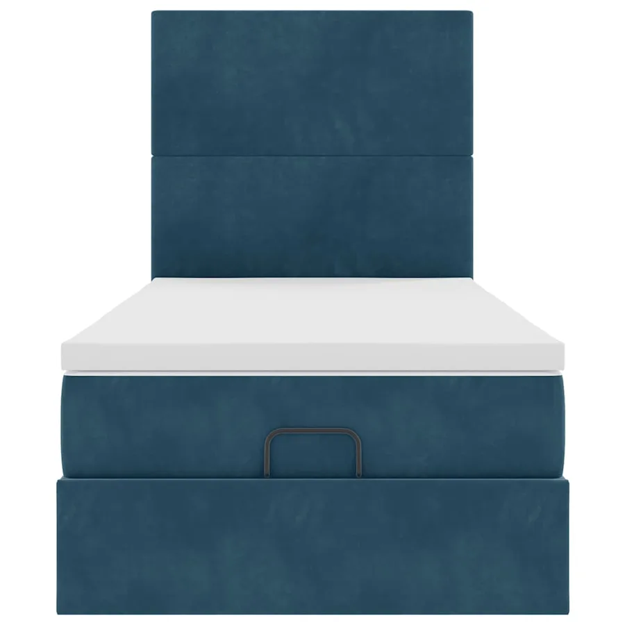 Cadre de lit ottoman avec matelas bleu foncé 80x200 cm velours - 7