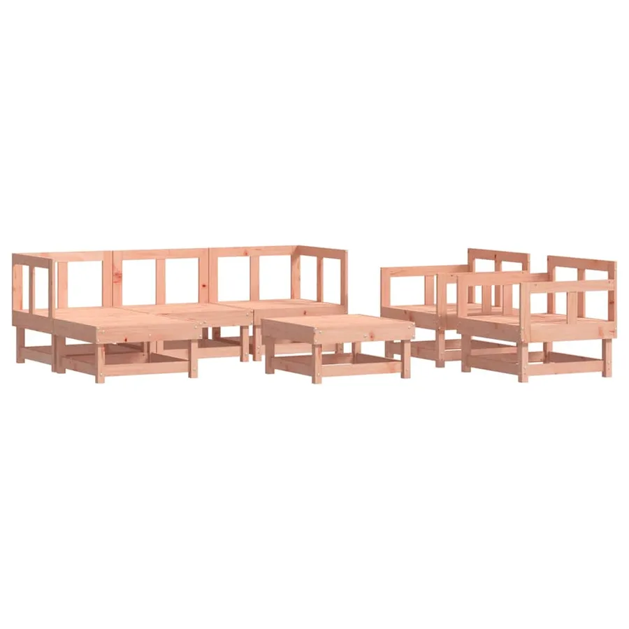Salon de jardin 7 pcs avec coussins bois massif douglas - 3
