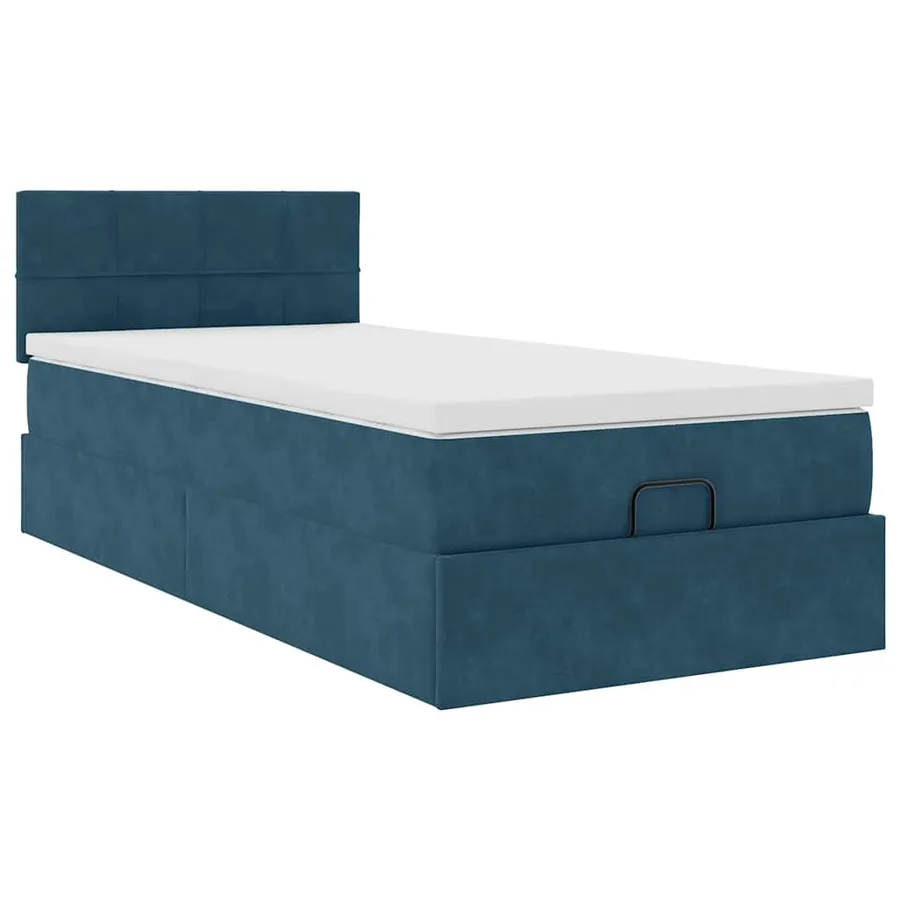 Lit ottoman avec matelas et LED bleu foncé 80x200cm velours - 7