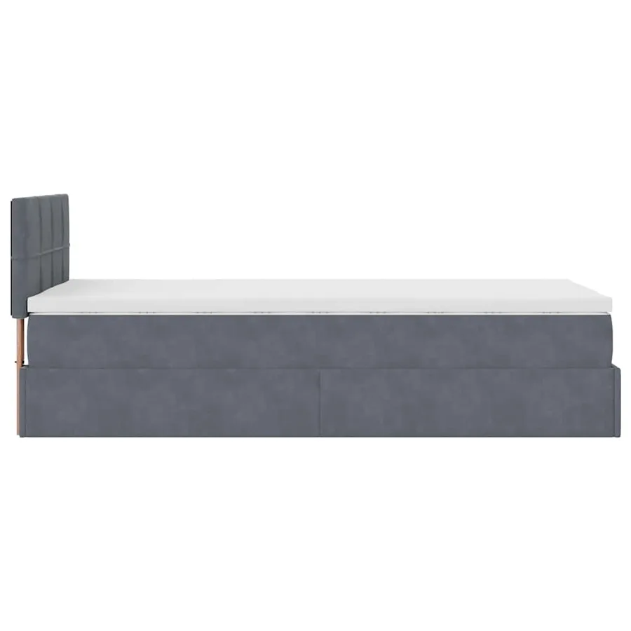 Cadre de lit ottoman avec matelas gris foncé 80x200 cm velours - 10