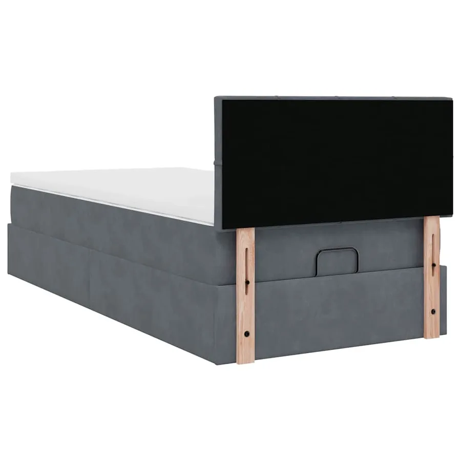 Cadre de lit ottoman avec matelas gris foncé 80x200 cm velours - 11