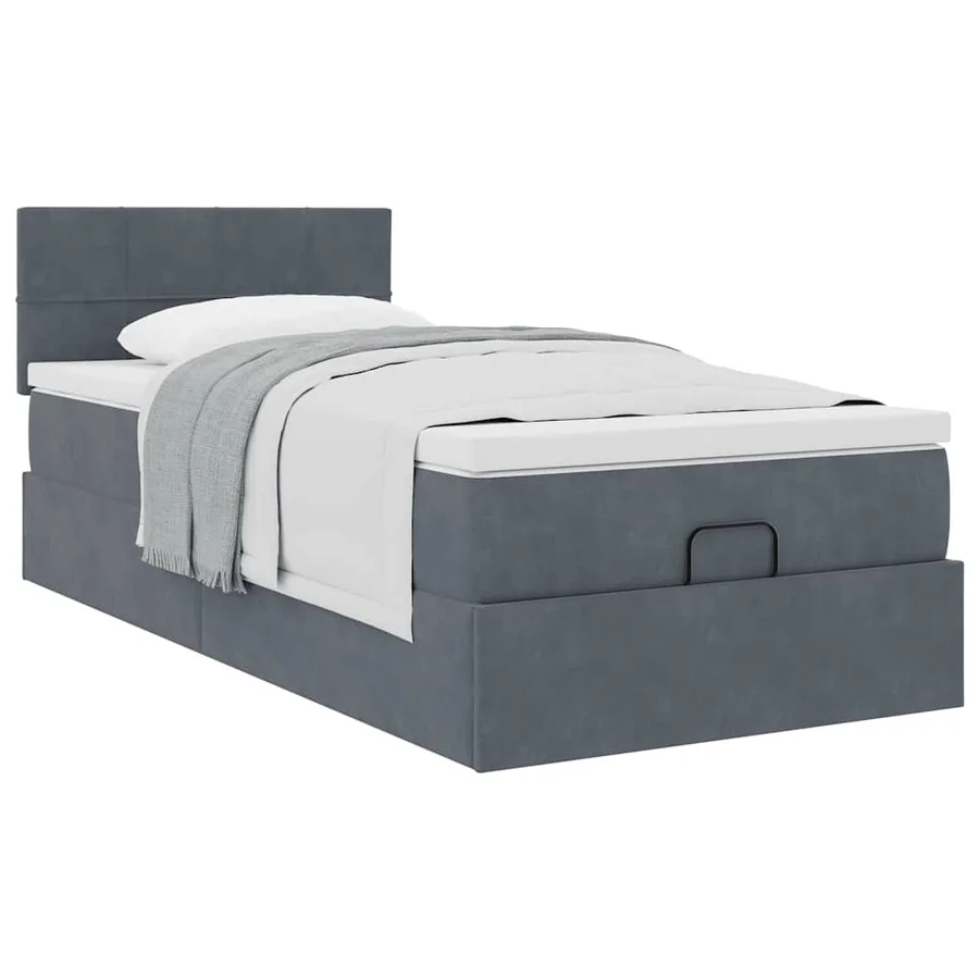 Cadre de lit ottoman avec matelas gris foncé 80x200 cm velours - 5