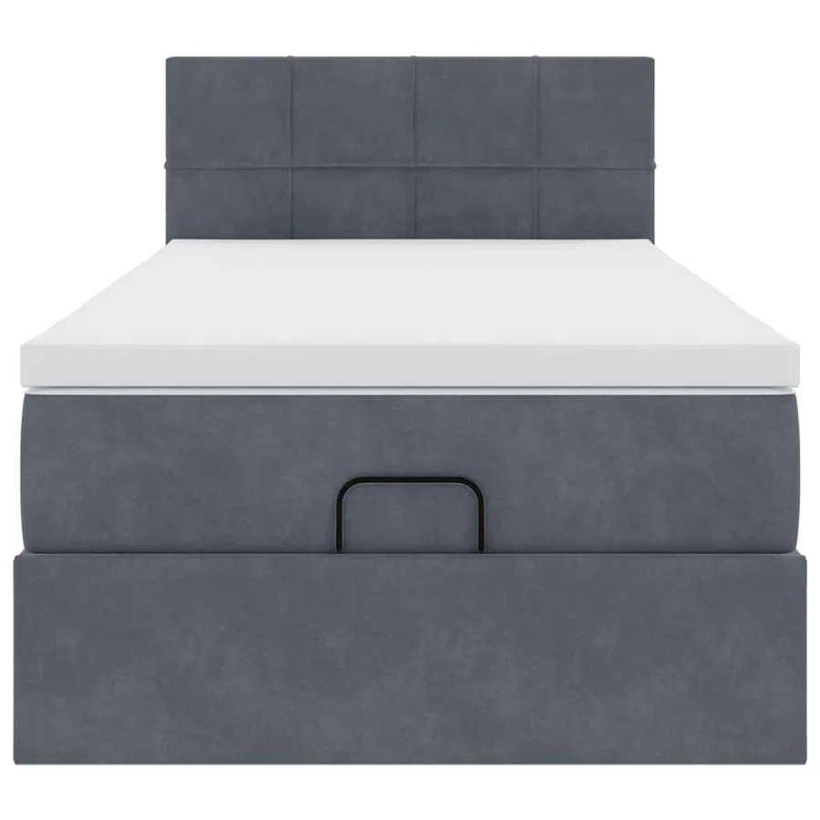 Cadre de lit ottoman avec matelas gris foncé 80x200 cm velours - 7