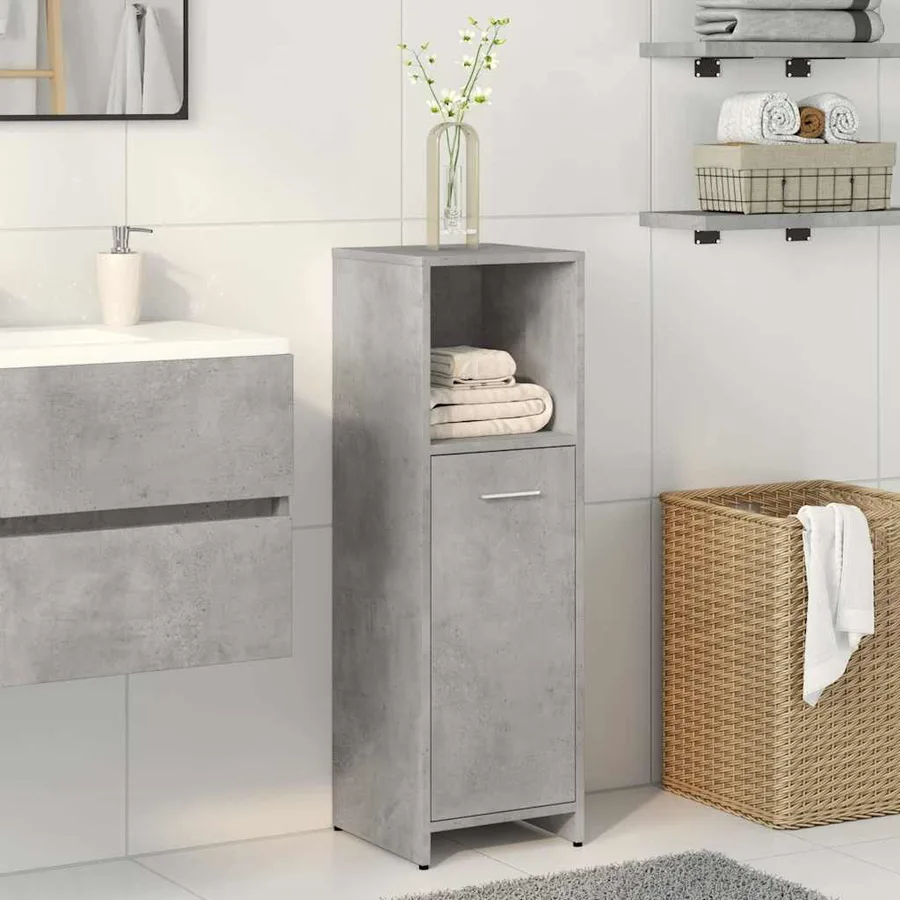 Armoire de salle de bain Gris béton 30x30x95 cm Aggloméré - 3