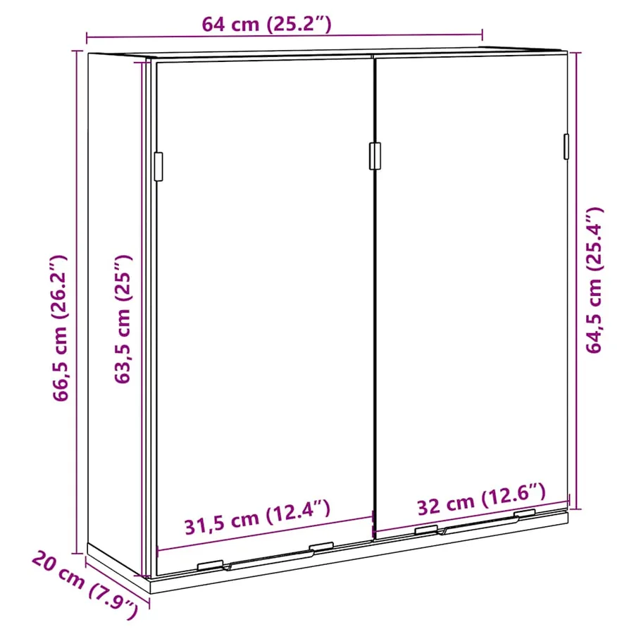 Armoire à miroir de salle de bain vieux bois 64x20x66,5 cm - 11