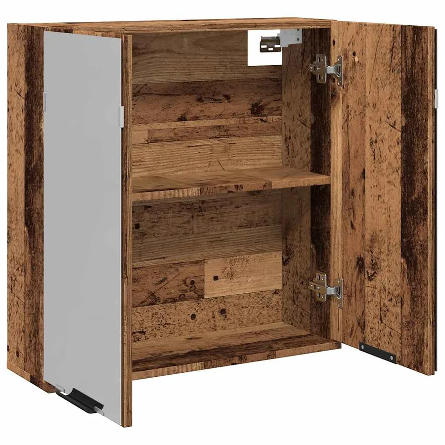 Armoire à miroir de salle de bain vieux bois 64x20x66,5 cm - 7