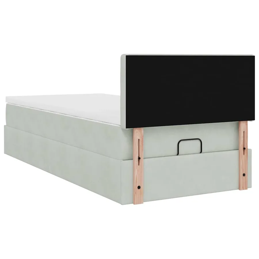Cadre de lit ottoman avec matelas gris clair 80x200 cm velours - 11