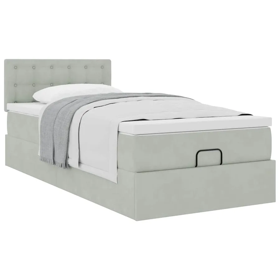 Cadre de lit ottoman avec matelas gris clair 80x200 cm velours - 5