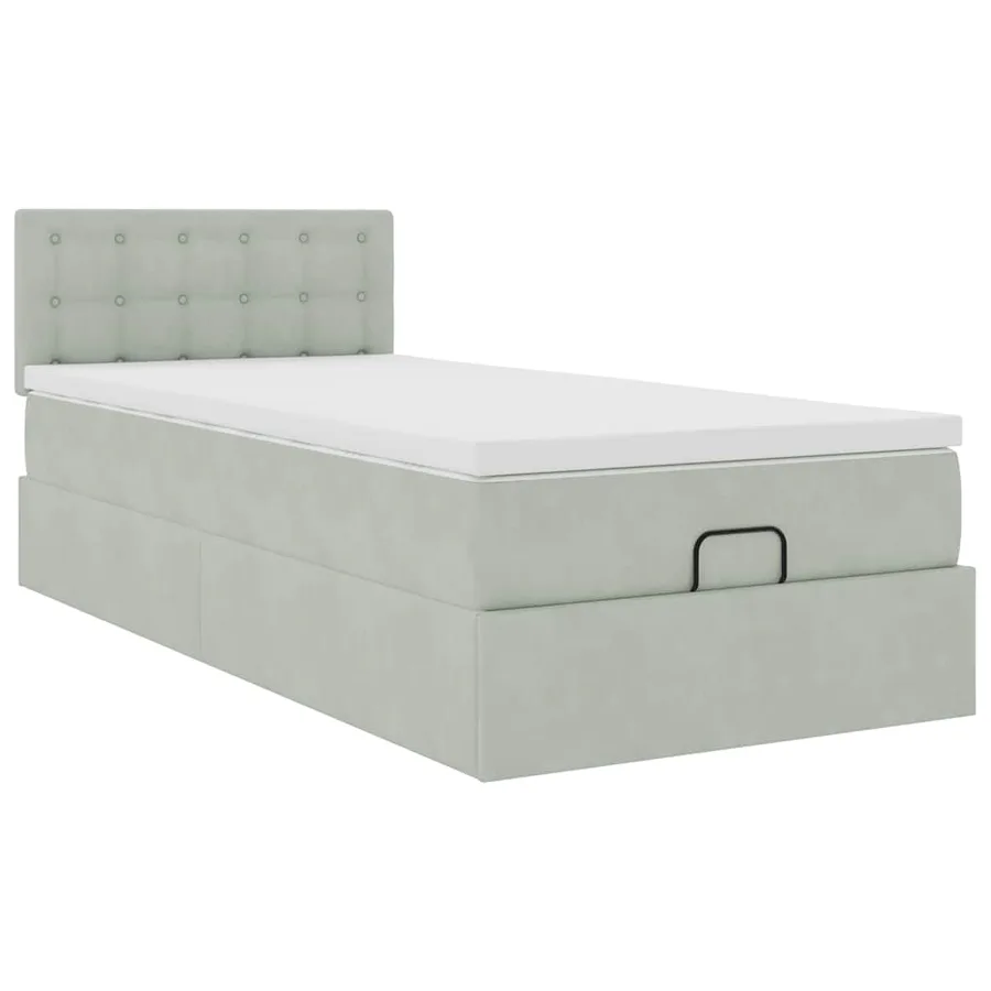 Cadre de lit ottoman avec matelas gris clair 80x200 cm velours - 6