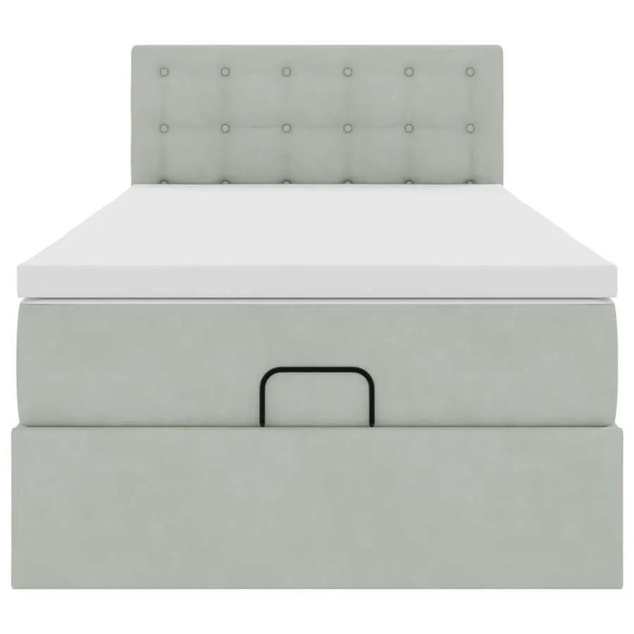 Cadre de lit ottoman avec matelas gris clair 80x200 cm velours - 7