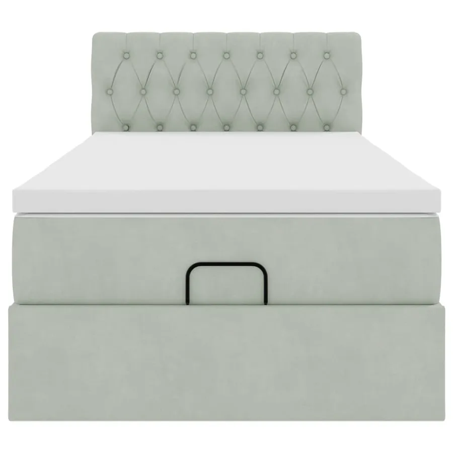 Cadre de lit ottoman avec matelas gris clair 80x200 cm velours - 5