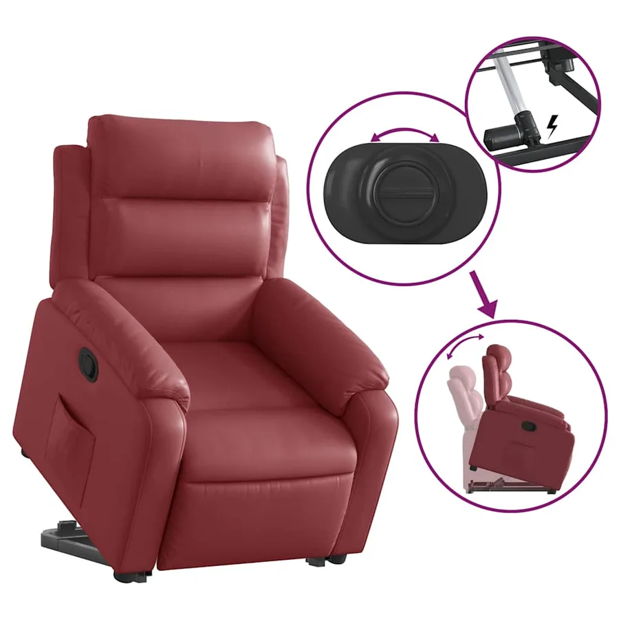 Fauteuil inclinable Rouge bordeaux Similicuir - 6