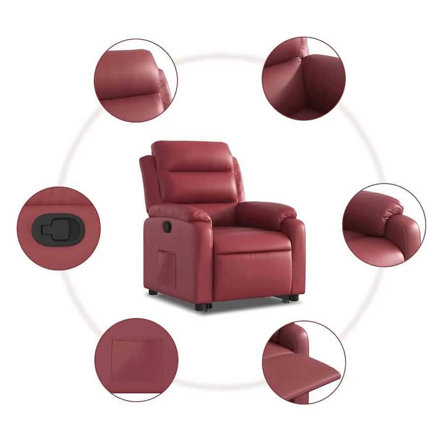 Fauteuil inclinable Rouge bordeaux Similicuir - 8