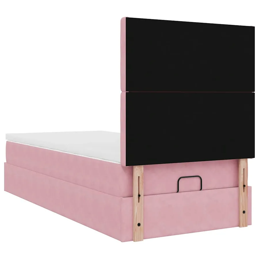 Cadre de lit ottoman avec matelas rose 80x200 cm velours - 10