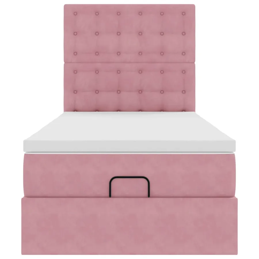 Cadre de lit ottoman avec matelas rose 80x200 cm velours - 8