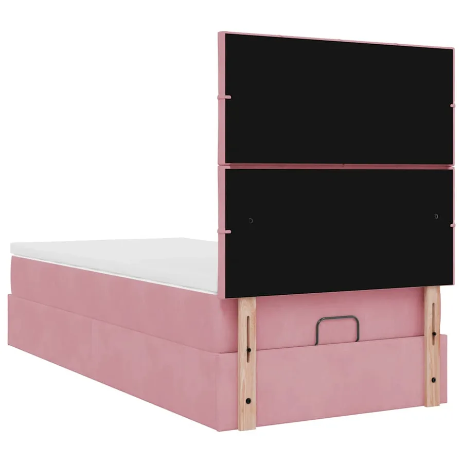 Cadre de lit ottoman avec matelas rose 80x200 cm velours - 10