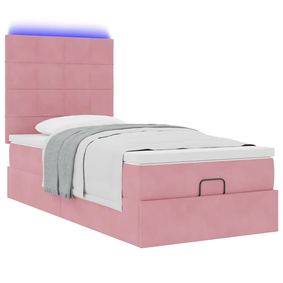 Cadre de lit ottoman avec matelas rose 80x200 cm velours - 6