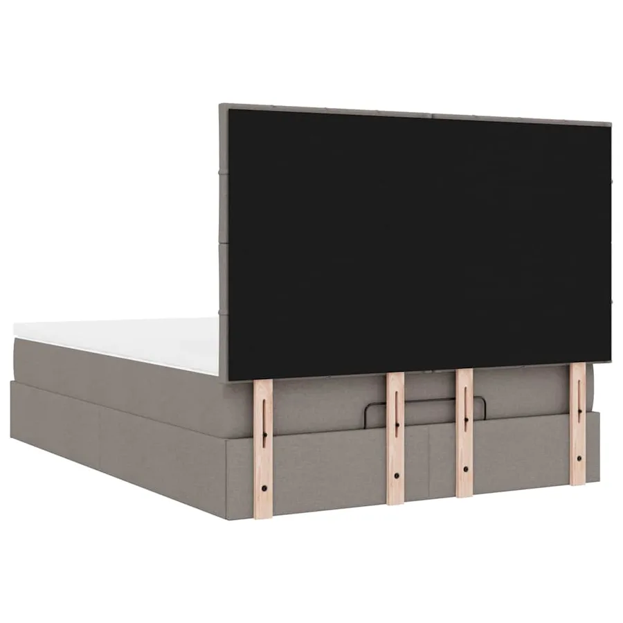 Cadre de lit ottoman avec matelas taupe 140x190 cm tissu - 11