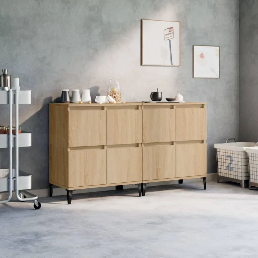 Buffets 2 pcs chêne sonoma 60x35x70 cm bois d'ingénierie