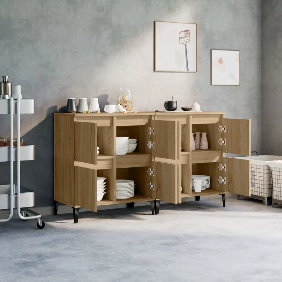 Buffets 2 pcs chêne sonoma 60x35x70 cm bois d'ingénierie - 3