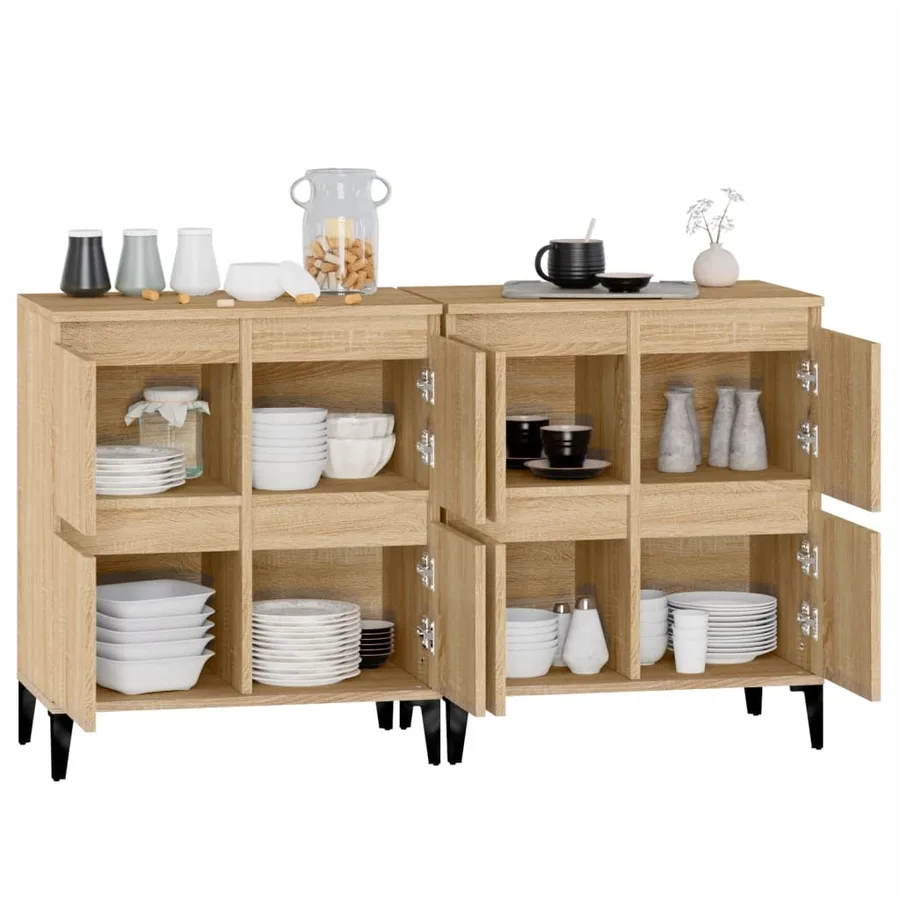 Buffets 2 pcs chêne sonoma 60x35x70 cm bois d'ingénierie - 5