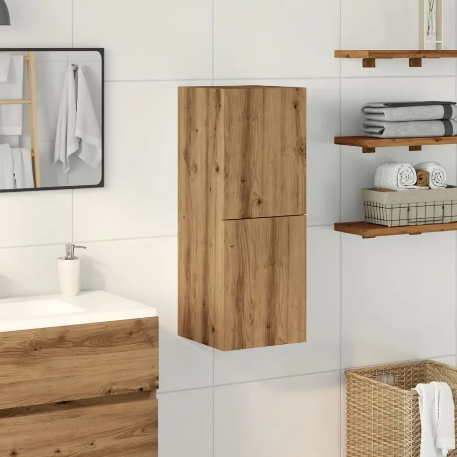 Armoire de salle de bain suspendue chêne artisanal 30x30x80 cm - 2