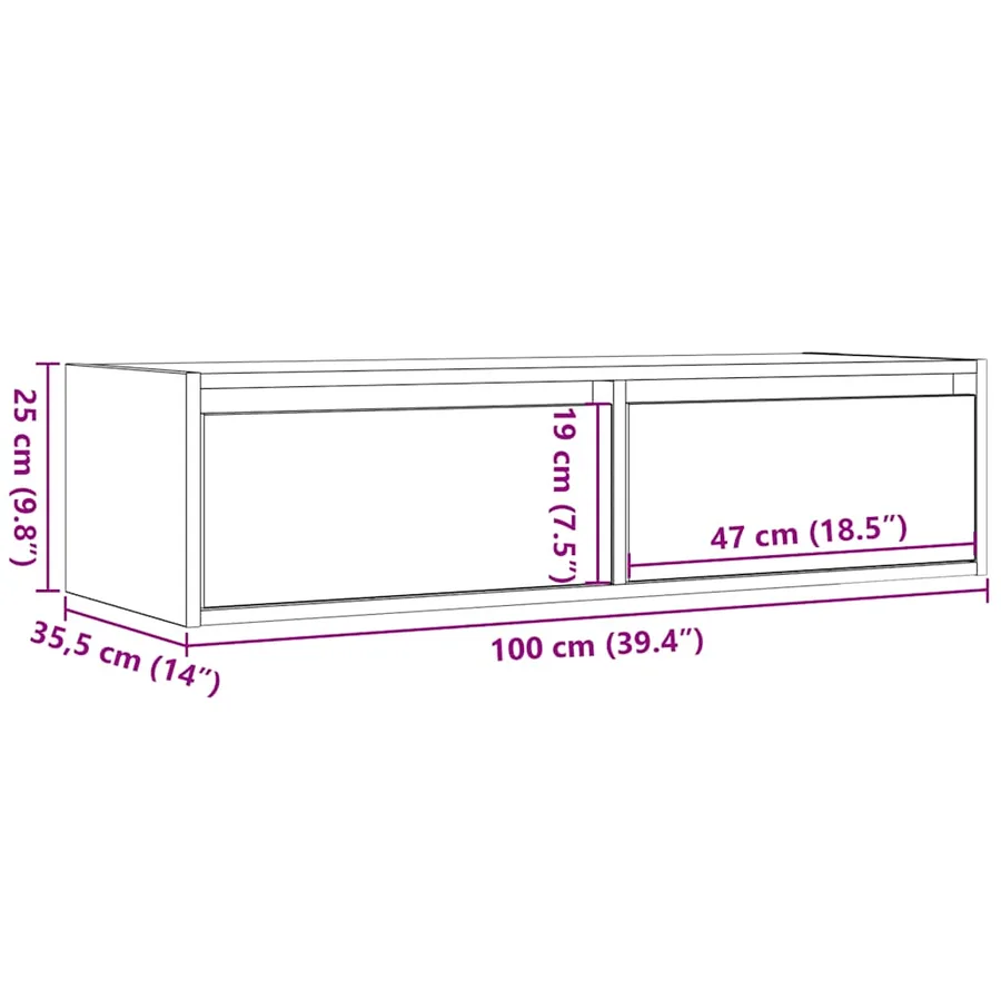 Meuble TV avec lumières LED blanc 100X35,5x25 cm - 14