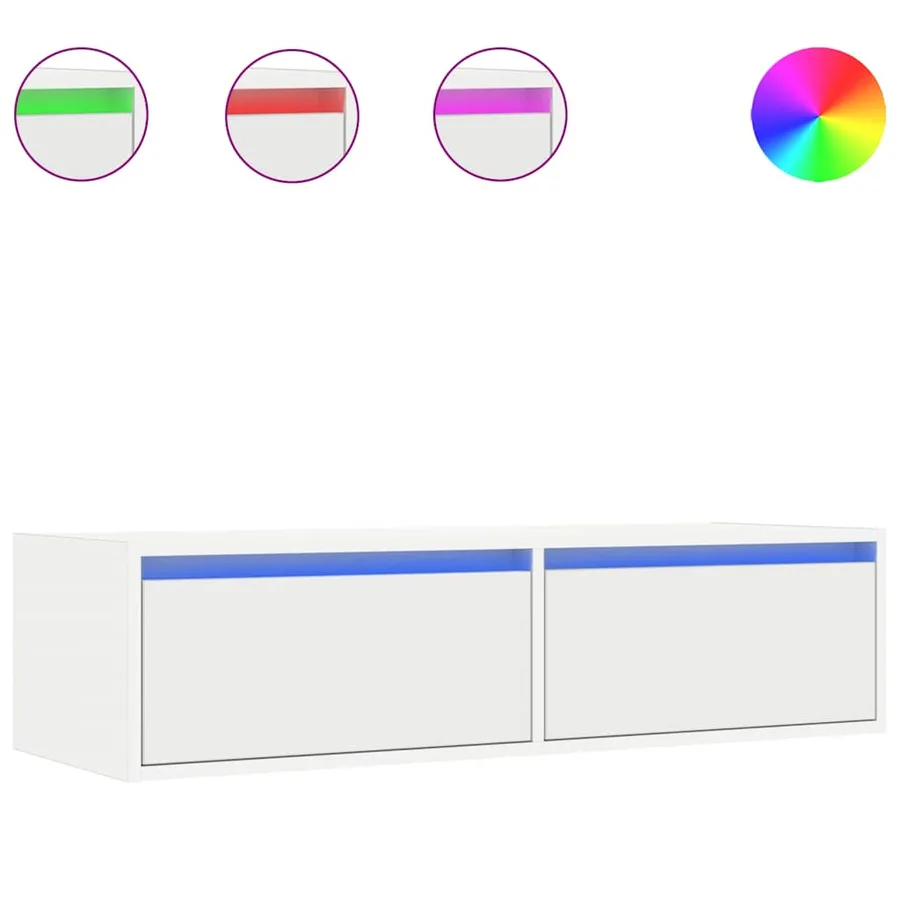 Meuble TV avec lumières LED blanc 100X35,5x25 cm - 2