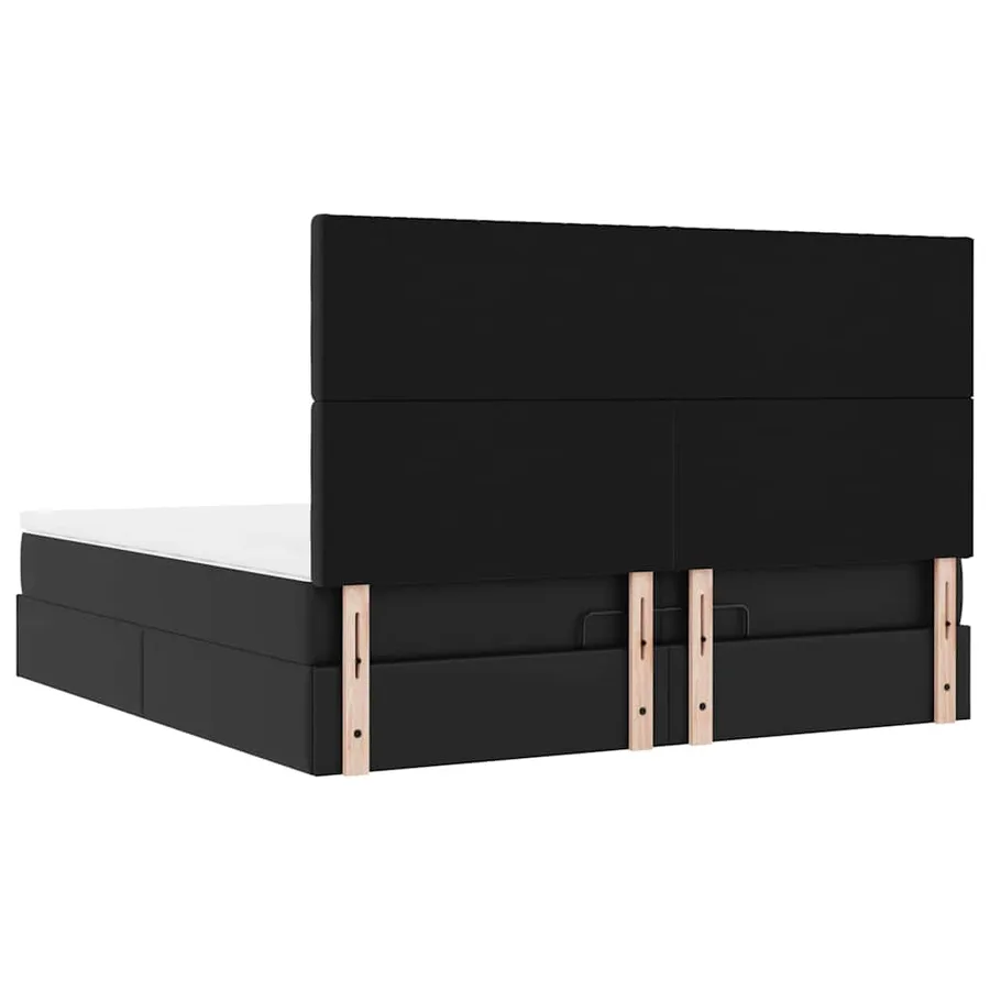 Cadre de lit ottoman avec matelas noir 200x200 cm similicuir - 11