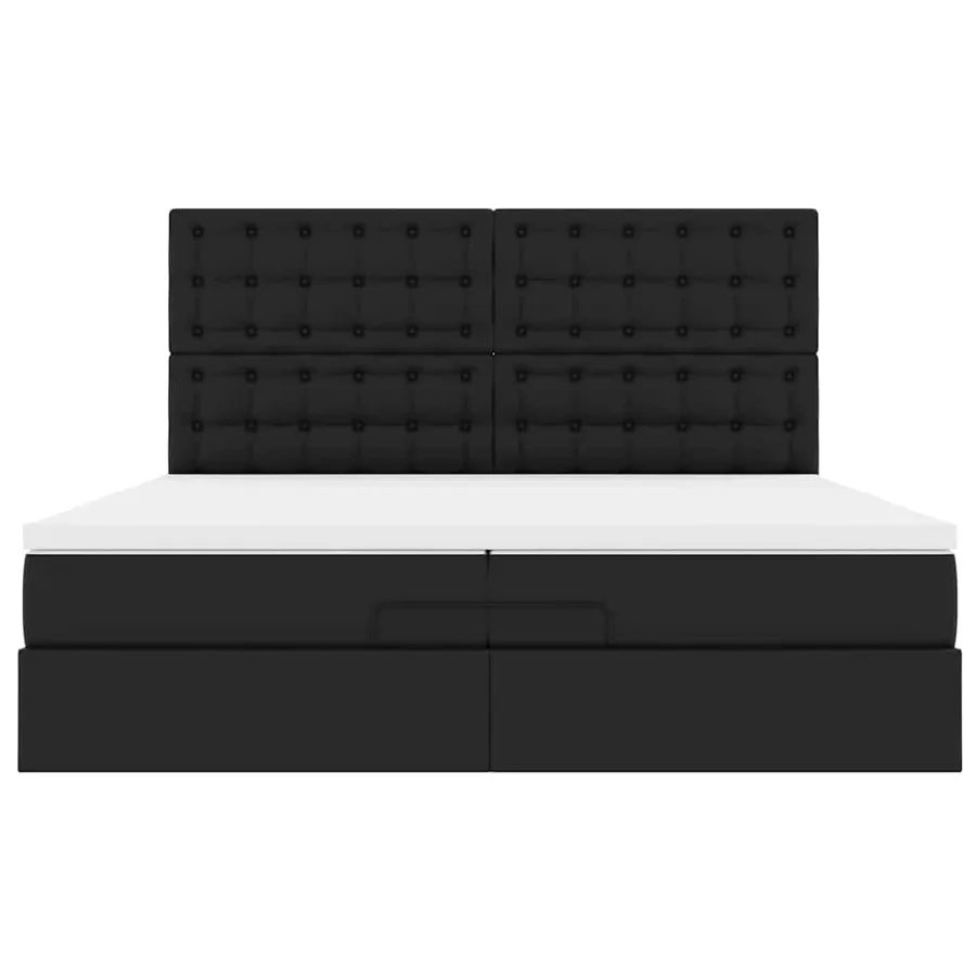 Cadre de lit ottoman avec matelas noir 200x200 cm similicuir - 7