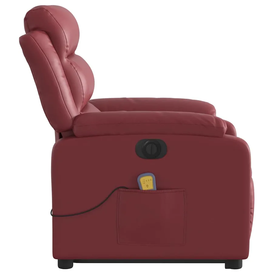 Fauteuil inclinable de massage électrique rouge bordeaux - 10