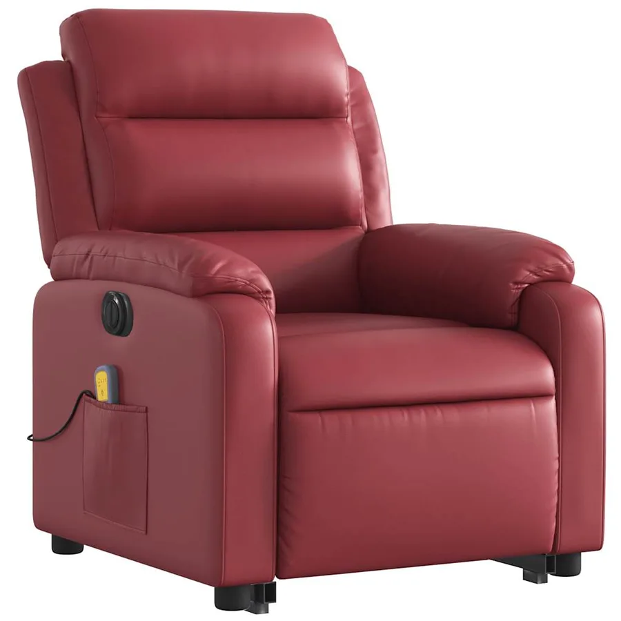 Fauteuil inclinable de massage électrique rouge bordeaux - 4