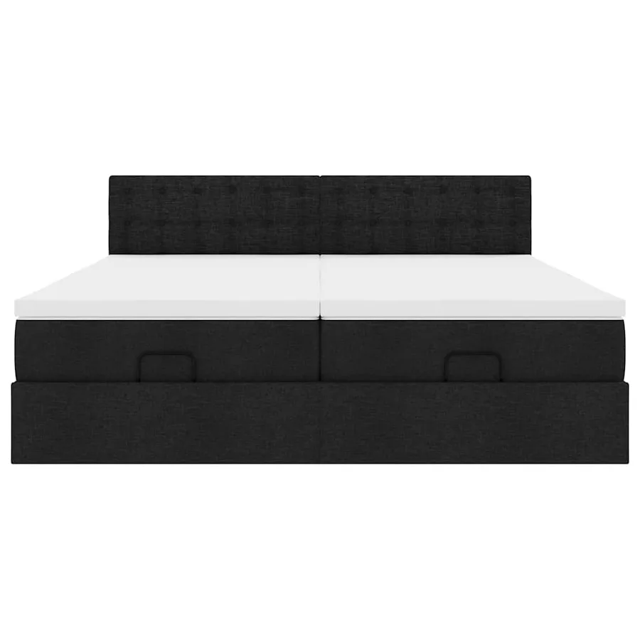 Cadre de lit ottoman avec matelas noir 160x200 cm tissu - 7