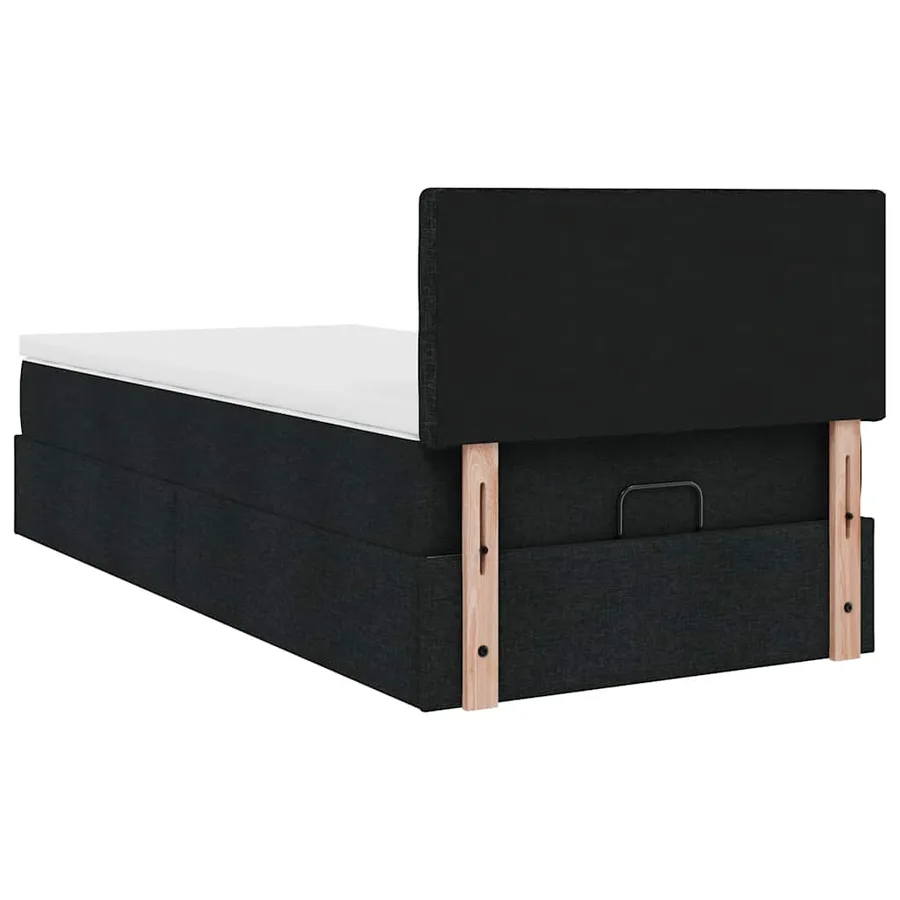Lit ottoman avec matelas et LED noir 80x200cm tissu - 12