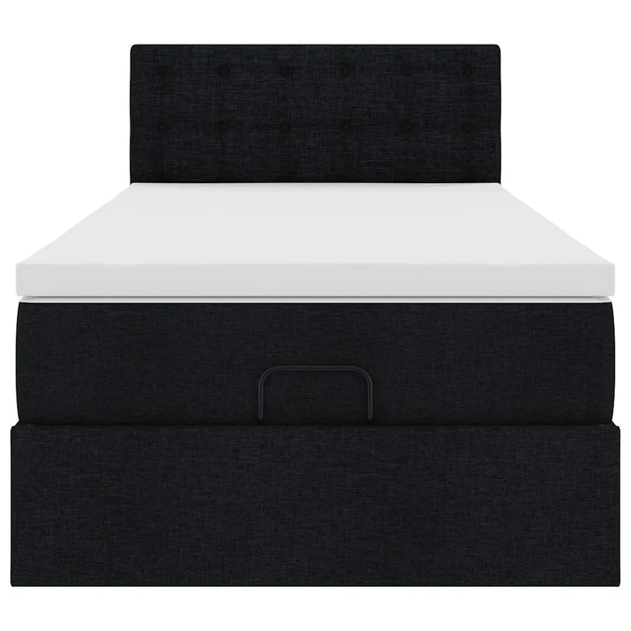 Lit ottoman avec matelas et LED noir 80x200cm tissu - 8